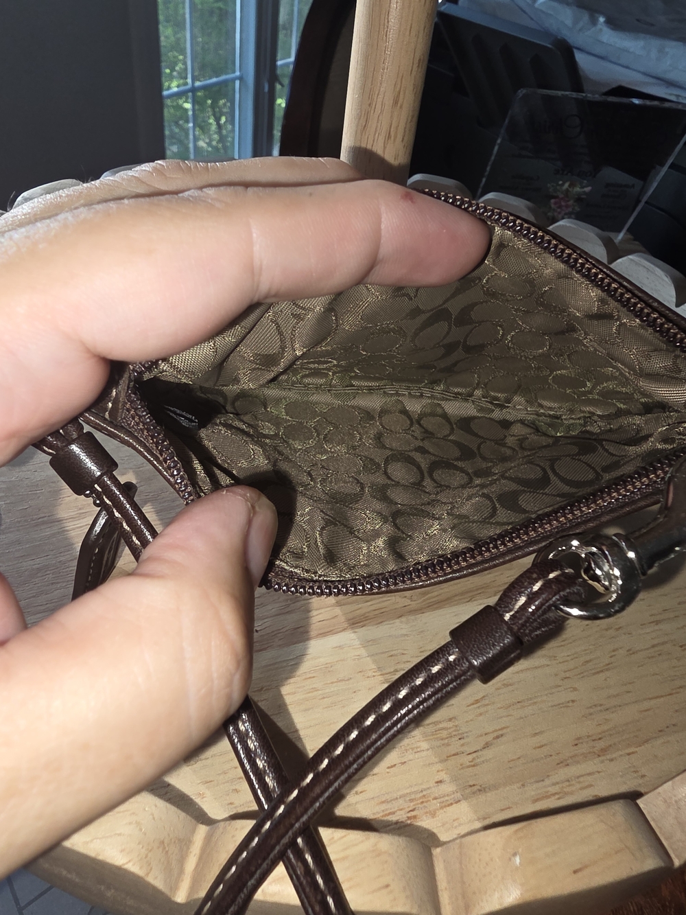 Coach Brown Leather Wristlet Pouch - Picture 6 of 7